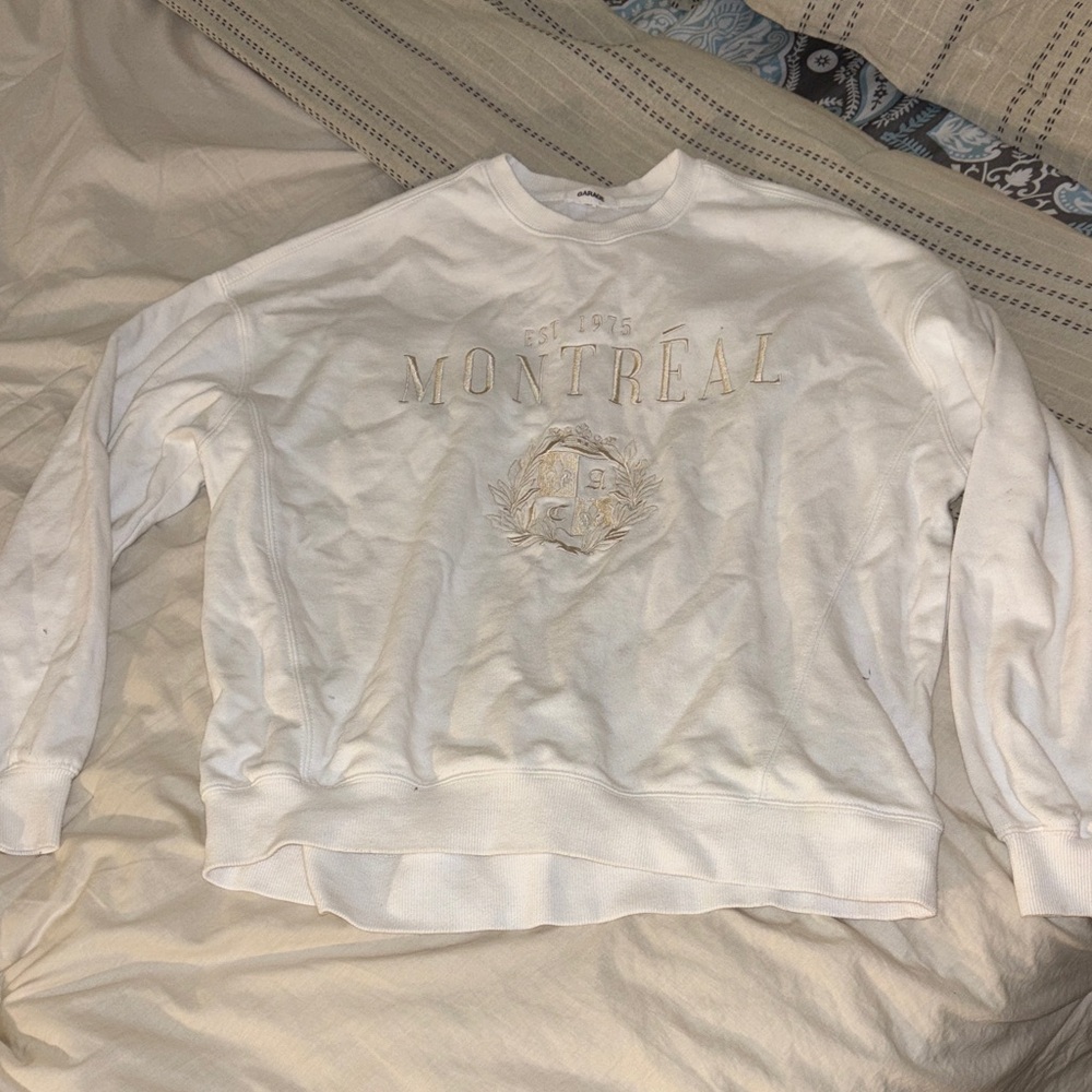 Garage White Crew Neck Sweater